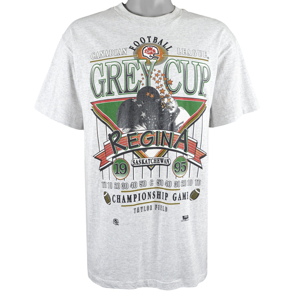 CFL (Hanes) - Saskatchewan Regina Grey Cup Champions Deadstock T-Shirt 1995 Large Vintage Retro Football