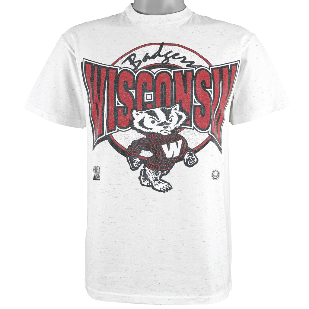 NCAA - Wisconsin Badgers Spell-Out T-Shirt 1990s Medium Vintage Retro Football College