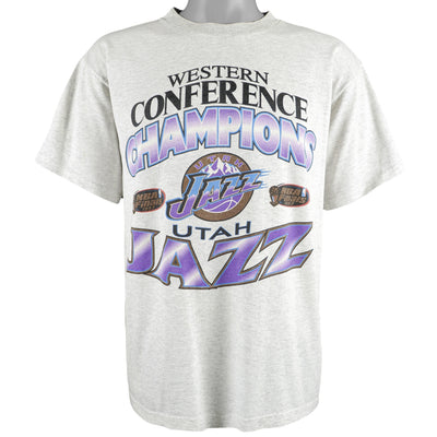 NBA (True Fan) - Utah Jazz, Western Conference Champions Spell-Out Deadstock T-Shirt 1997 Large