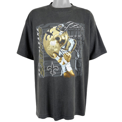 NFL (Logo Athletic) - New Orleans Saints Spell-Out T-Shirt 1990s X-Large