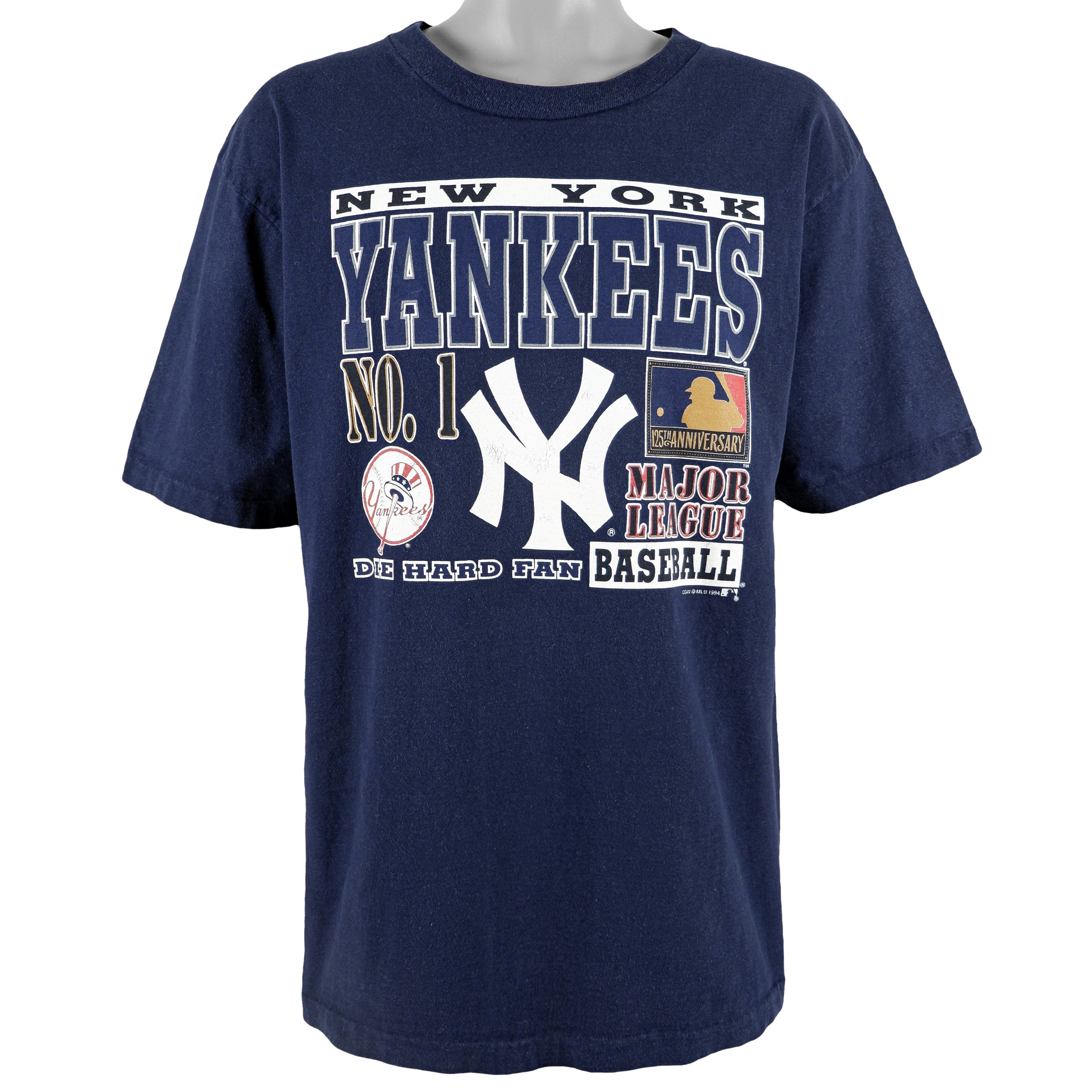 MLB (Waves) - New York Yankees T-Shirt 1994 Large Vintage Retro Baseball