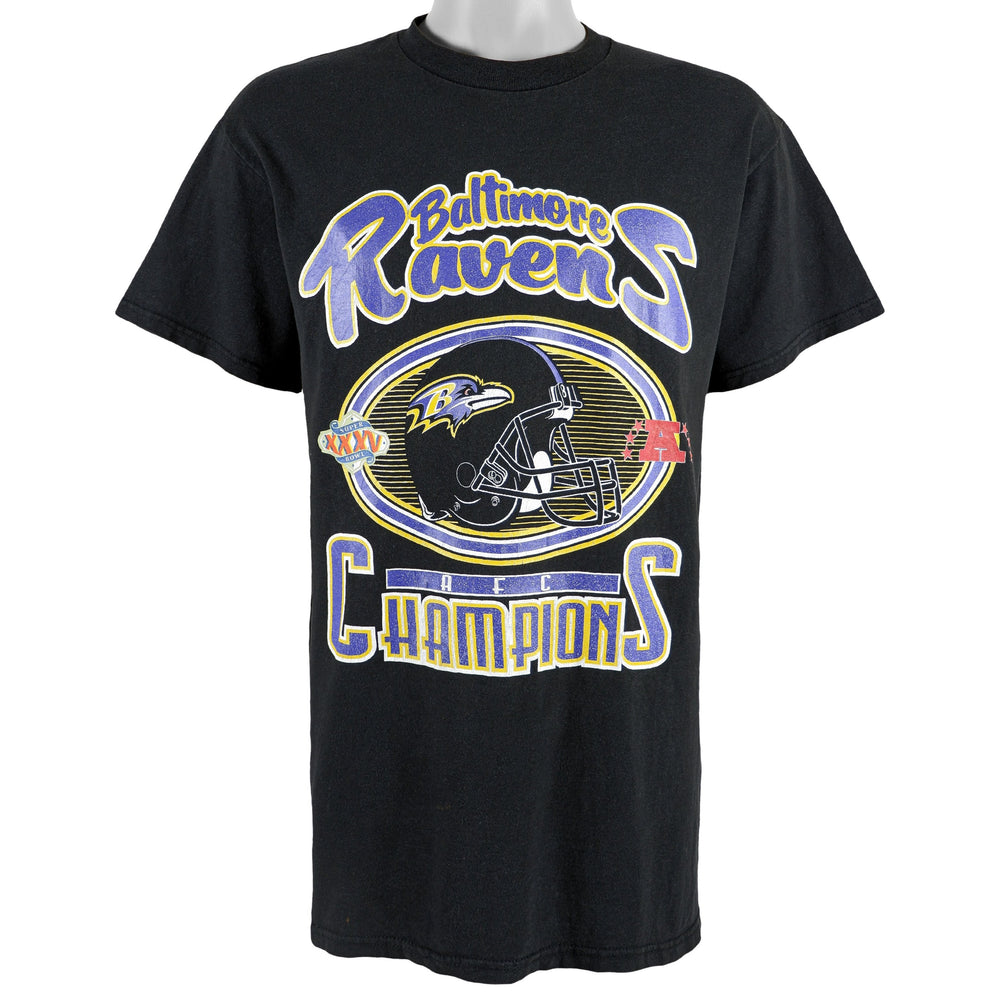 NFL (Delta) - Baltimore Ravens Spell-Out T-Shirt 2001 Large Vintage Retro Football