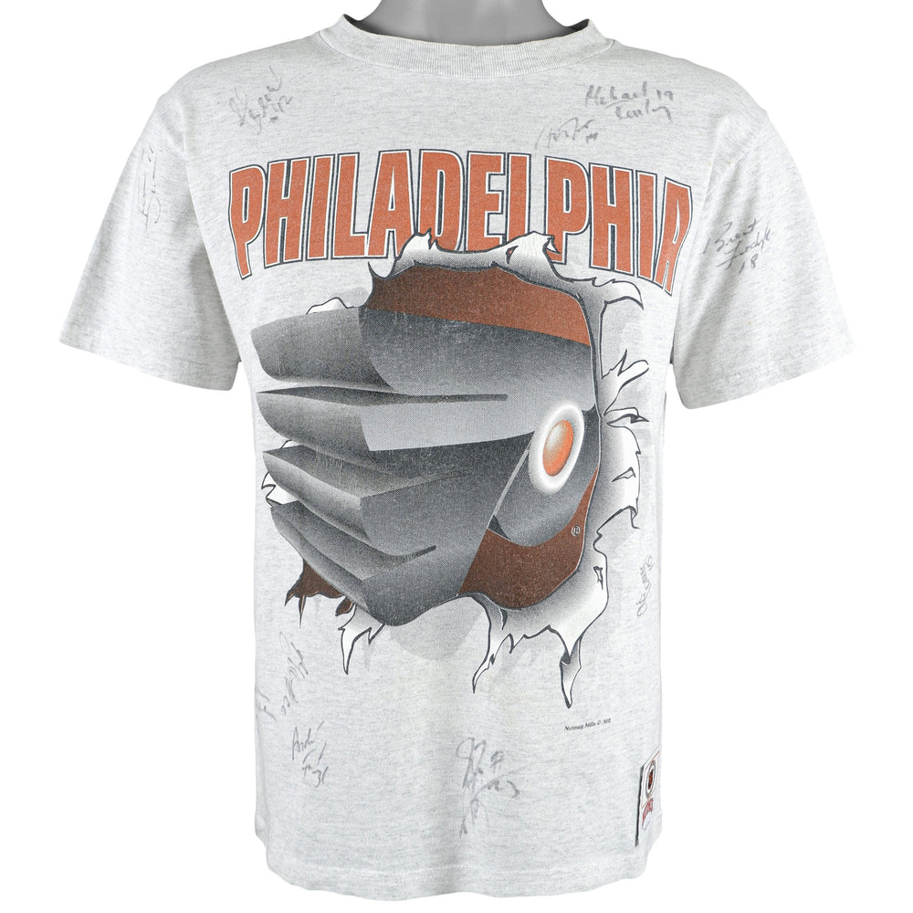 NHL (Pro Player) - Philadelphia Flyers Spell-Out T-Shirt 1990s Medium Vintage Retro Hockey