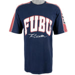 FUBU - Blue with Red Spell-Out T-Shirt 1990s Medium Vintage Retro
