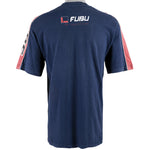 FUBU - Blue with Red Spell-Out T-Shirt 1990s Medium Vintage Retro