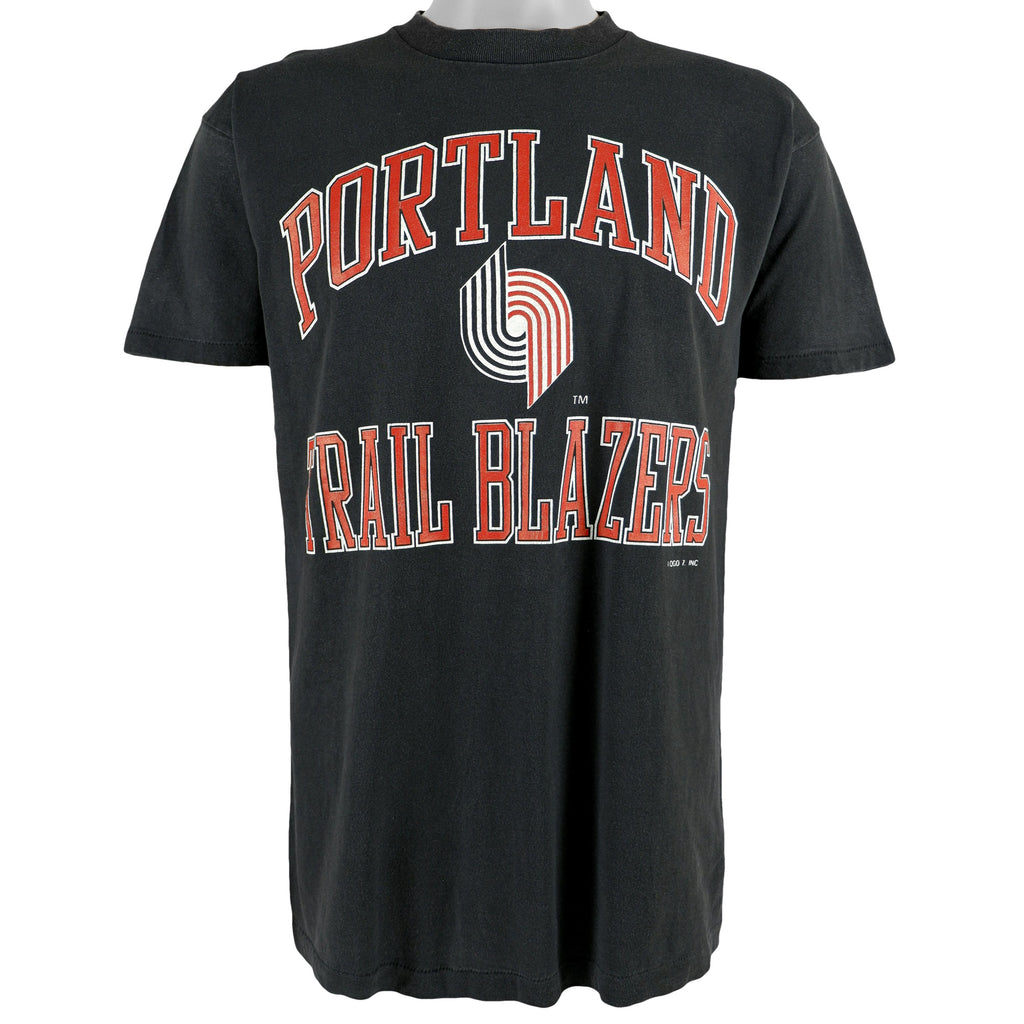 NBA (Signal) - Portland Blazers Spell-Out T-Shirt 1990s Large Vintage Retro Basketball