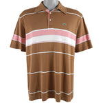 Lacoste - Brown Stripes Polo T-Shirt X-Large Vintage Retro