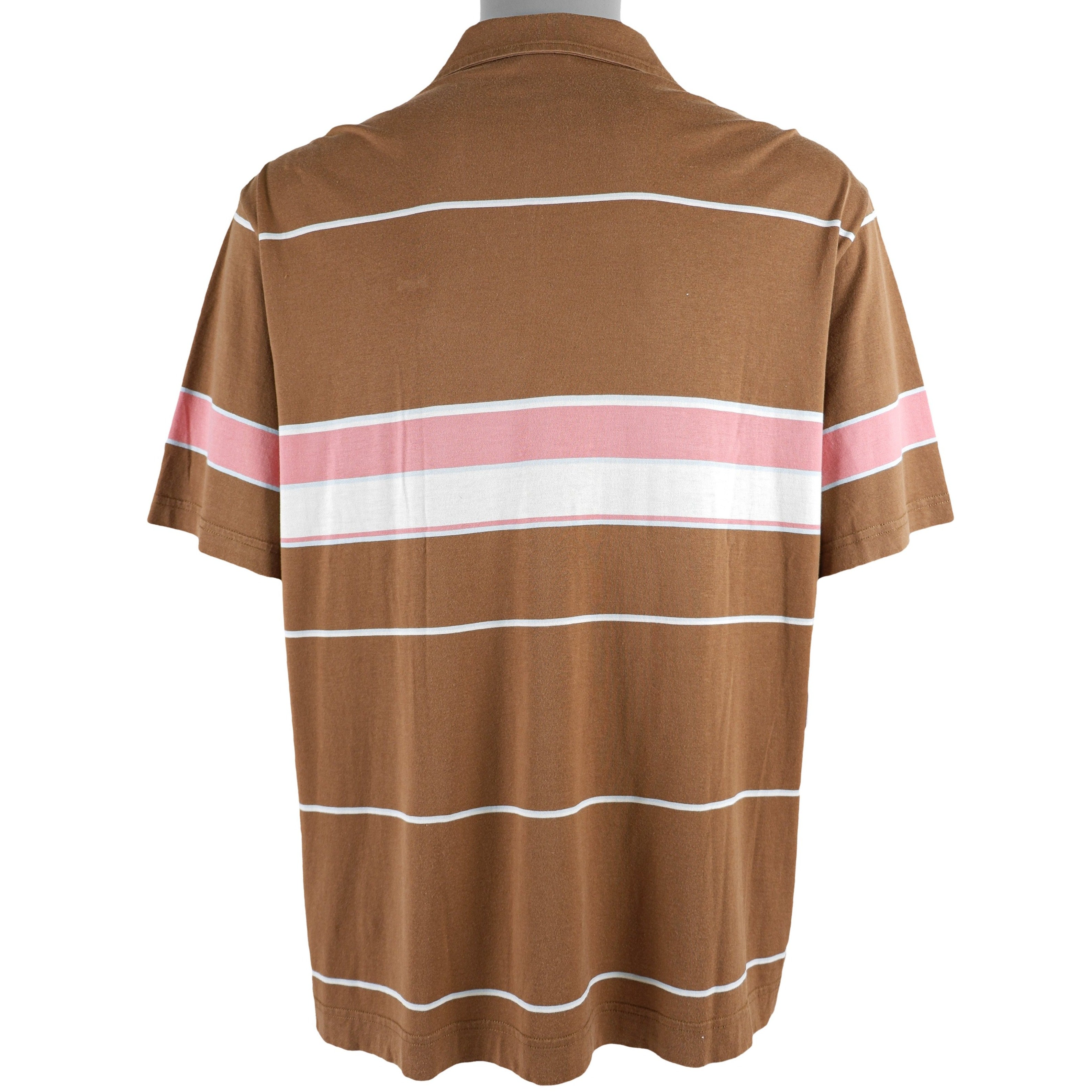 Lacoste - Brown Stripes Polo T-Shirt X-Large Vintage Retro
