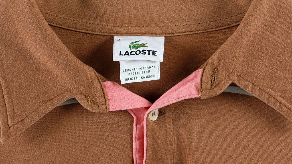 Lacoste - Brown Stripes Polo T-Shirt X-Large Vintage Retro