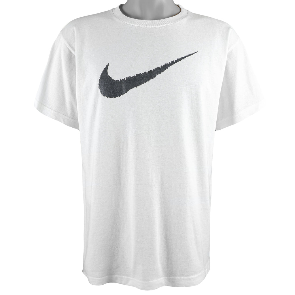 Nike - White Big Logo T-Shirt 1990s Medium Vintage Retro