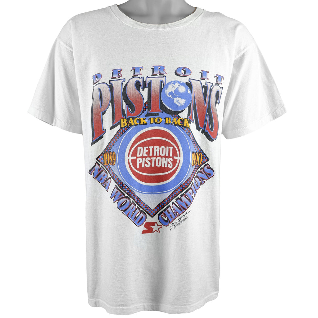 NBA (Argo) - Detroit Pistons Spell-Out Deadstock T-Shirt 1990 X-Large Vintage Retro Basketball