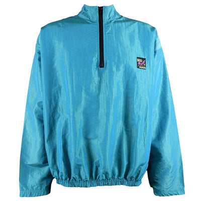 Surf Style - Blue 1/4 Zip Windbreaker 1990s X-Large