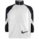 Nike - Black/White Big Swoosh Track Jacket 1990s Medium
