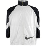 Nike - Black/White Big Swoosh Track Jacket 1990s Medium Vintage Retro