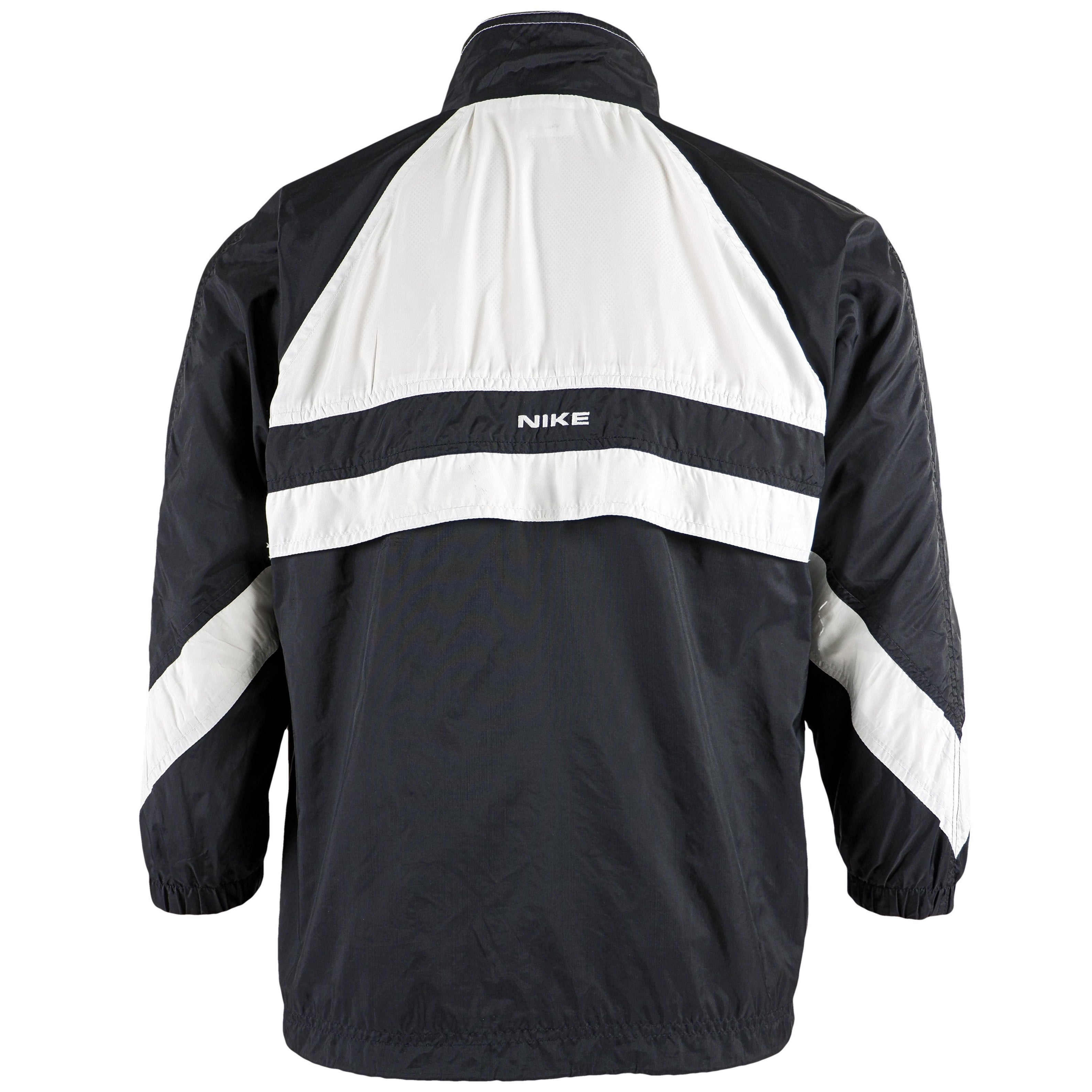 Nike - Black/White Big Swoosh Track Jacket 1990s Medium Vintage Retro