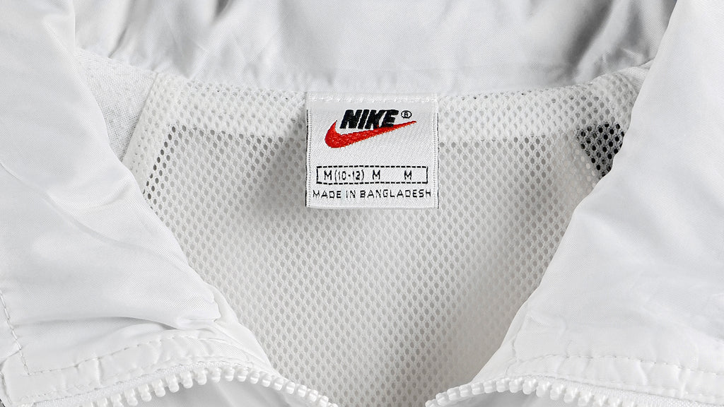 Nike - Black/White Big Swoosh Track Jacket 1990s Medium Vintage Retro