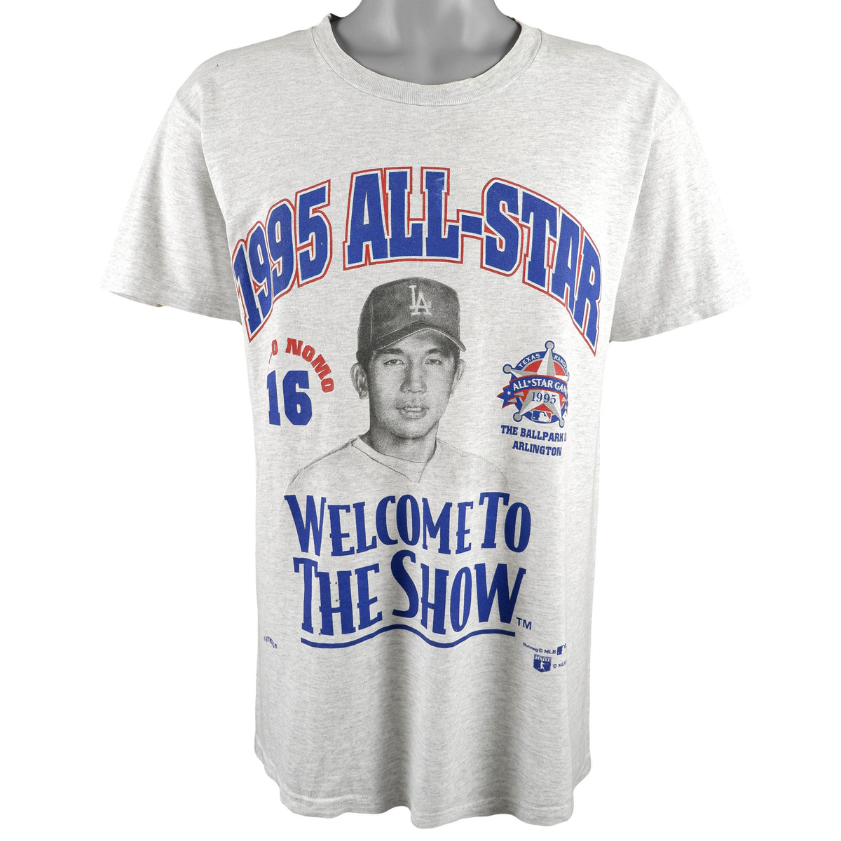 MLB (Nutmeg) - Hideo Nomo, L.A. Dodgers #16 Deadstock T-Shirt 1995 Medium Vintage Retro Baseball