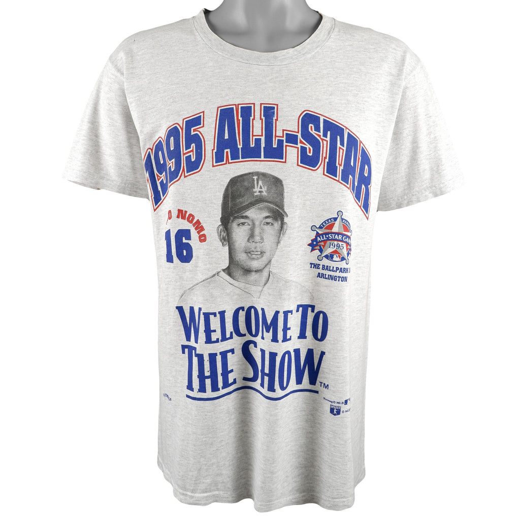 MLB (Nutmeg) - Hideo Nomo, L.A. Dodgers #16 Deadstock T-Shirt 1995 Medium Vintage Retro Baseball