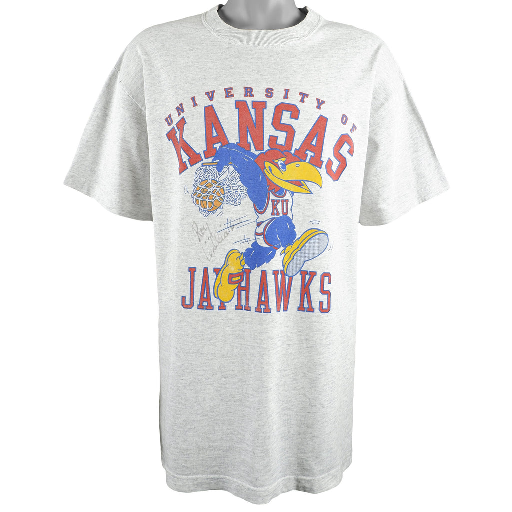 NCAA - Kansas Jayhawks - Roy Williams Signed T-Shirt 1990s X-Large Vintage Retro Basketball College