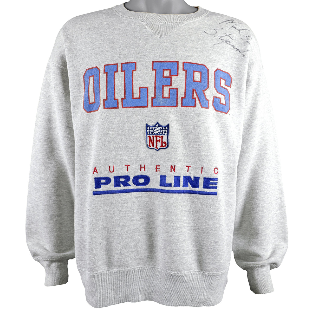 NFL (Pro Line) - Houston Oilers Signed Crew Neck Sweatshirt 1990s X-Large Vintage Retro Football