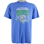 NFL (Stedman) - Seattle Seahawks Big Logo T-Shirt 1988 Large Vintage Retro Football