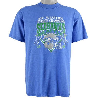 NFL (Stedman) - Seattle Seahawks, AFC Western Division Champions Big Logo T-Shirt 1988 Large