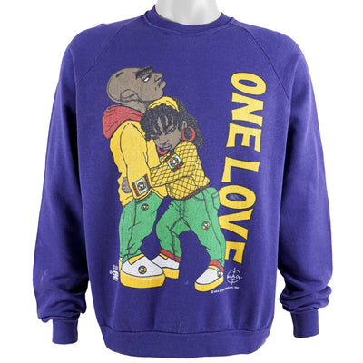 Vintage (Jerzees) - One Love Black Staff Crew Neck Sweatshirt 1992 X-Large