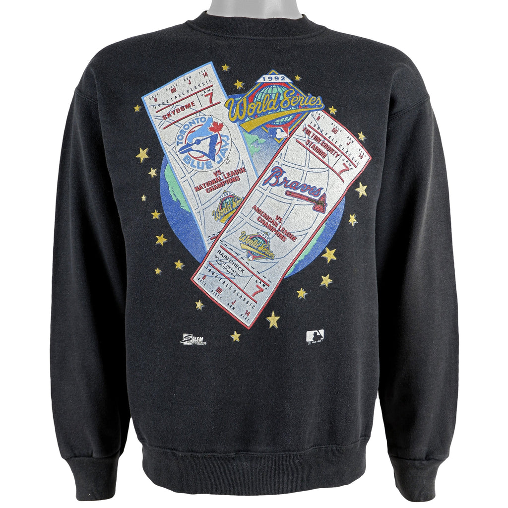 MLB (Salem) - Toronto, Blue Jays VS Atlanta, Braves Crew Neck Sweatshirt 1992 Large Vintage Retro Baseball