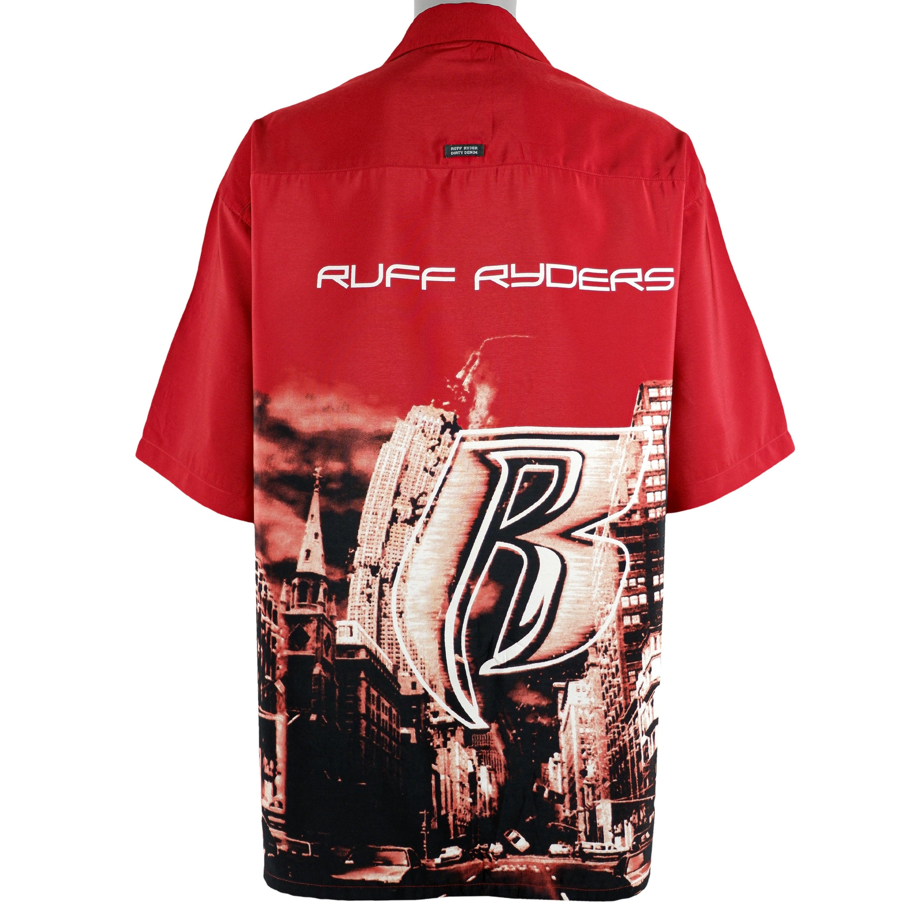 Vintage (Ruff Ryders) - Red All Over Print Button Up T-Shirt 1990s X-L ...