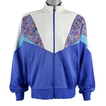 Champion - Blue Geometric Patterned Track Jacket 1990s Large