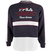 Fila - Dark Blue Spell-Out Crew Neck Sweatshirt 1990s Medium Vintage Retro