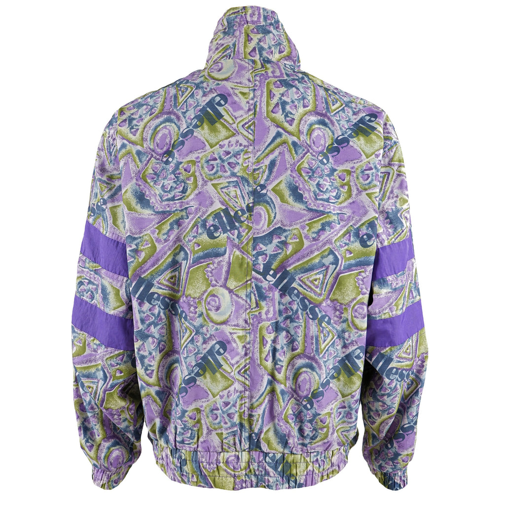 Ellesse - Purple Spell-Out Patterned Windbreaker 1990s Large Vintage Retro