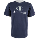 Champion - Blue Spell-Out T-Shirt 1990s Medium