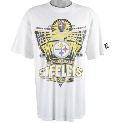Starter - Pittsburgh Steelers, AFC Champions Spell-Out T-Shirt 1995 X-Large