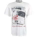 MLB (Front Pages) - Cleveland Indians, World Champions Deadstock T-Shirt 1990s Large