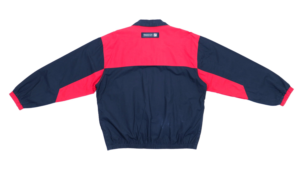 FILA - Navy and Red Sport Casual Jacket 1990s Large Vintage Retro