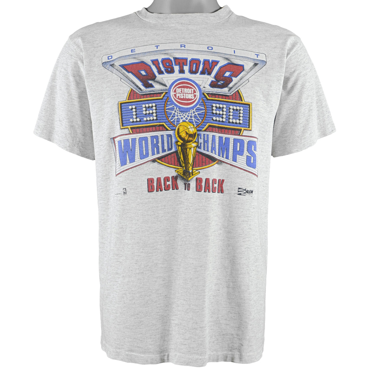 NBA (Salem) - Detroit Pistons Spell-Out T-Shirt 1990 Medium Vintage Retro Basketball