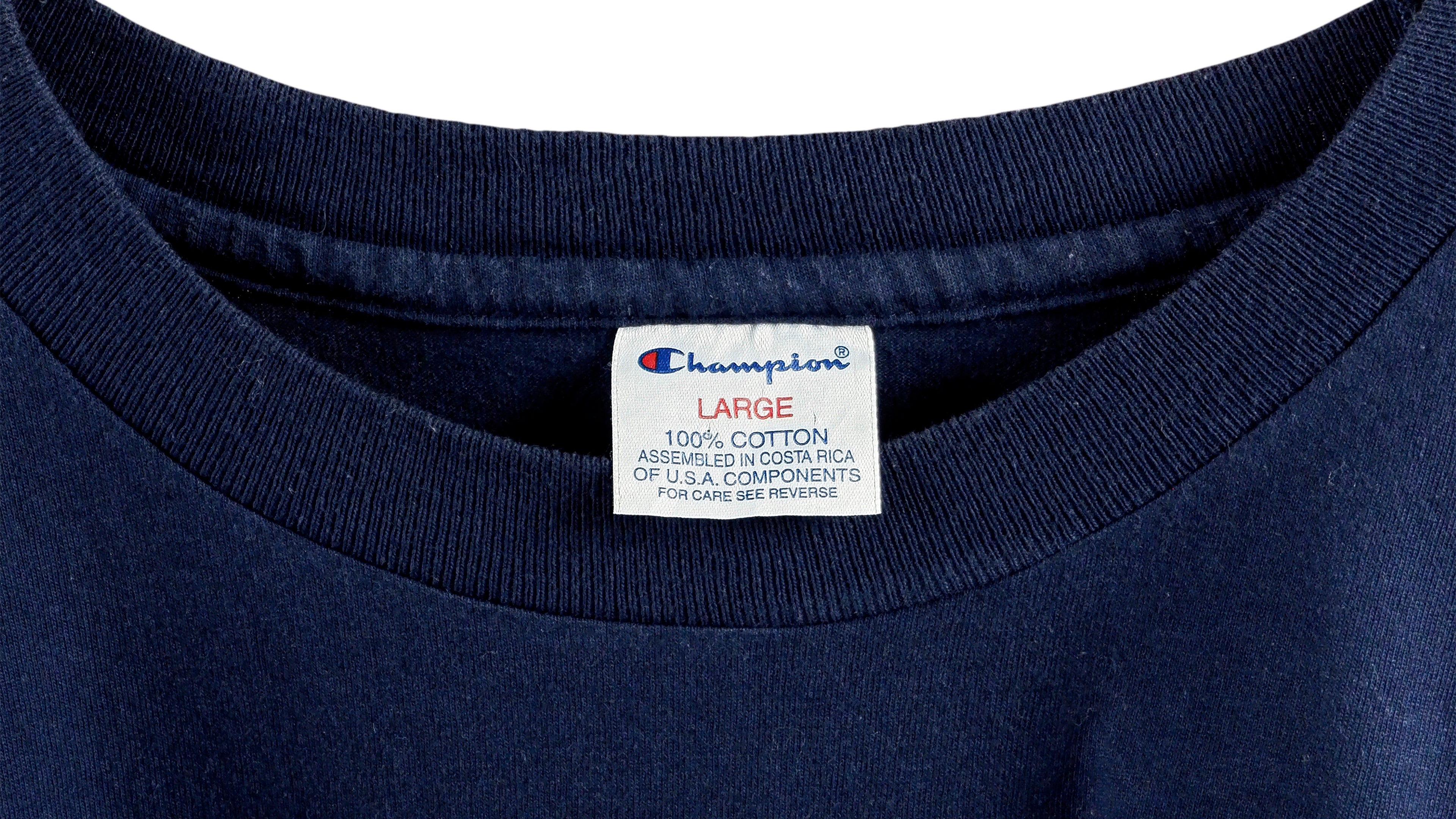 Champion - Blue Spell-Out T-Shirt 1990s Large Vintage Retro