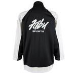 FUBU - Black & White Taped Logo Track Jacket 1990s Medium Vintage Retro