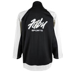 FUBU - Black & White Fubu Sports Taped Logo Track Jacket 1990s Medium