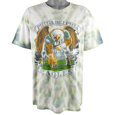 NFL (Hanes) - Philadelphia Eagles Spell-Out Tie-Dye T-Shirt 2005 X-Large