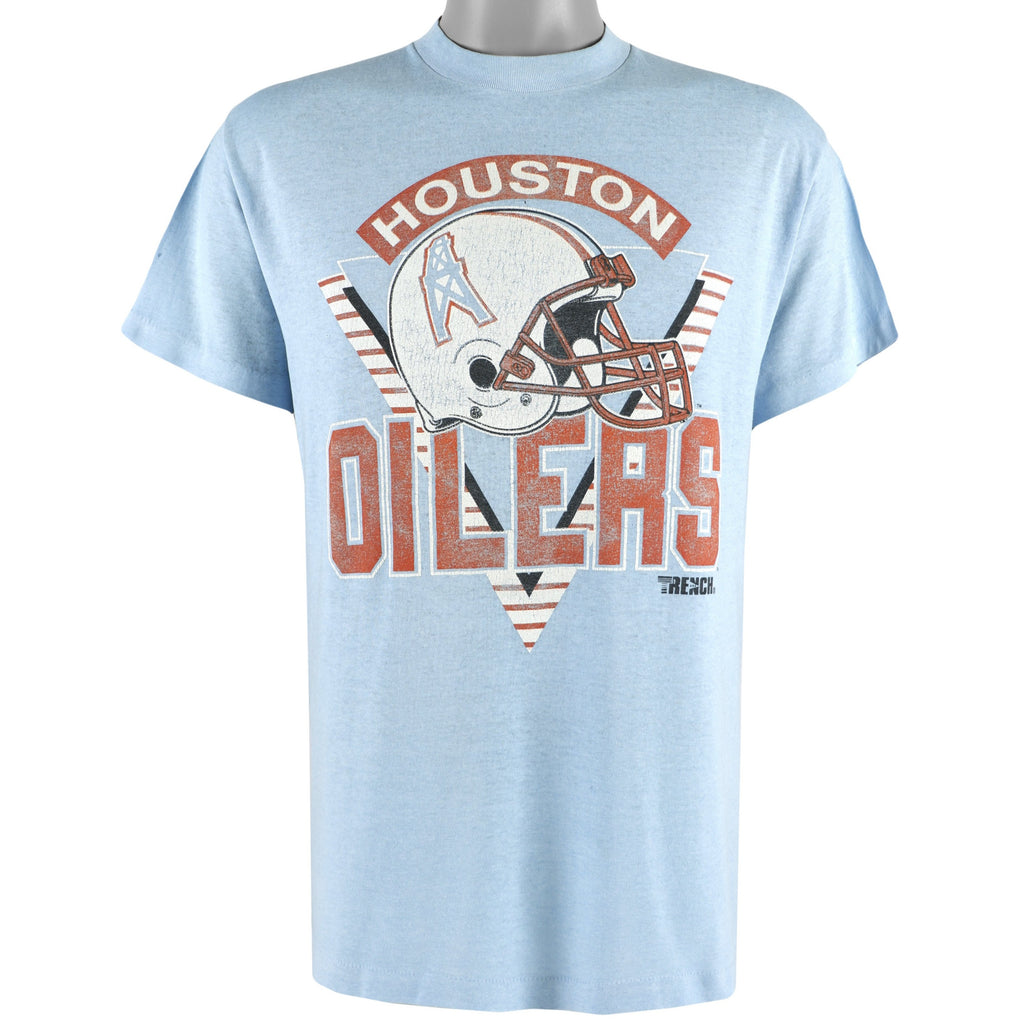 NFL (Trench) - Houston Oilers Spell-Out T-Shirt 1990s Large Vintage Retro Football