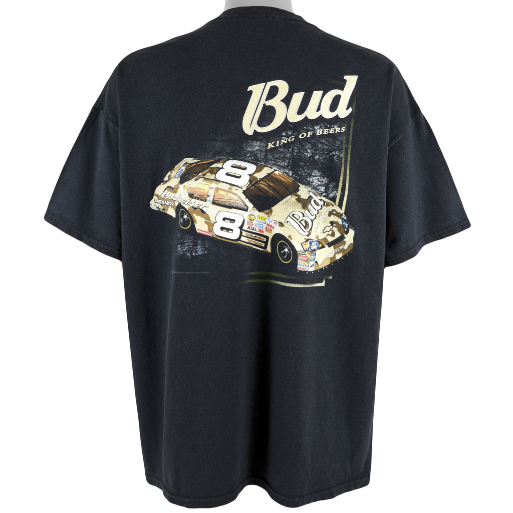 NASCAR - Bud, King Of Beers, Dale Earnhardt Jr. T-Shirt 2000s X-Large Vintage Retro 