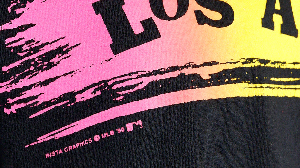 MLB - Los Angeles Dodgers Spell-Out T-Shirt 1990 Large Vintage Retro Baseball