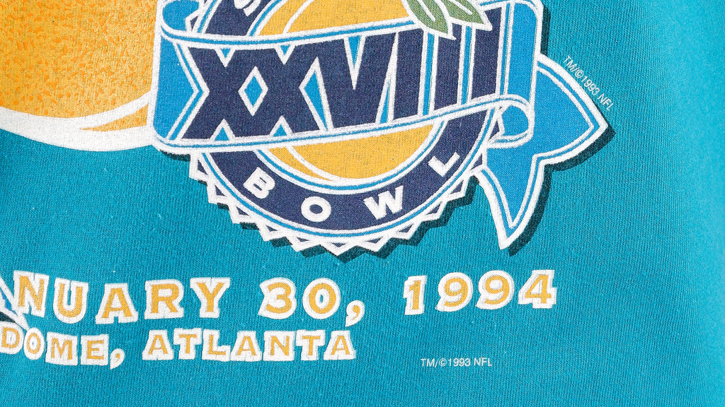Starter - Blue Super Bowl XXVIII Atlanta T-Shirt 1994 Large Vintage Retro Football