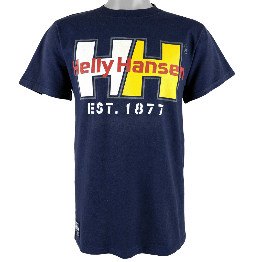 Helly Hansen - Blue Spell-Out T-Shirt 1990s Medium Vintage Retro
