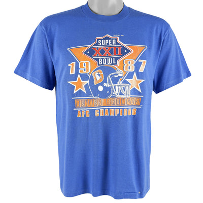 NFL (Logo 7) - Denver Broncos, AFC Champions, Super Bowl XXII T-Shirt 1987 Large
