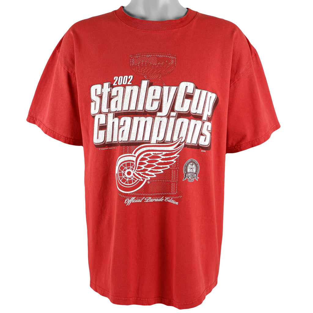 NHL - Detroit Red Wings Stanley Cup Big Logo T-Shirt 2002 X-Large Vintage Retro Hockey