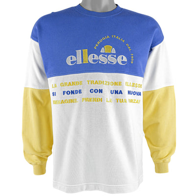 Ellesse - Tricolor Spell-Out Crew Neck Sweatshirt 1990s Medium