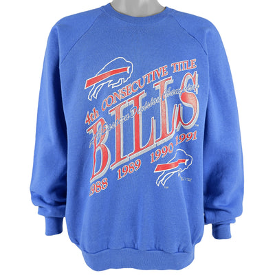 NFL (Logo 7) - Buffalo Bills, AFC Eastern Division Champions Spell-Out Crew Neck Sweatshirt 1991 Large